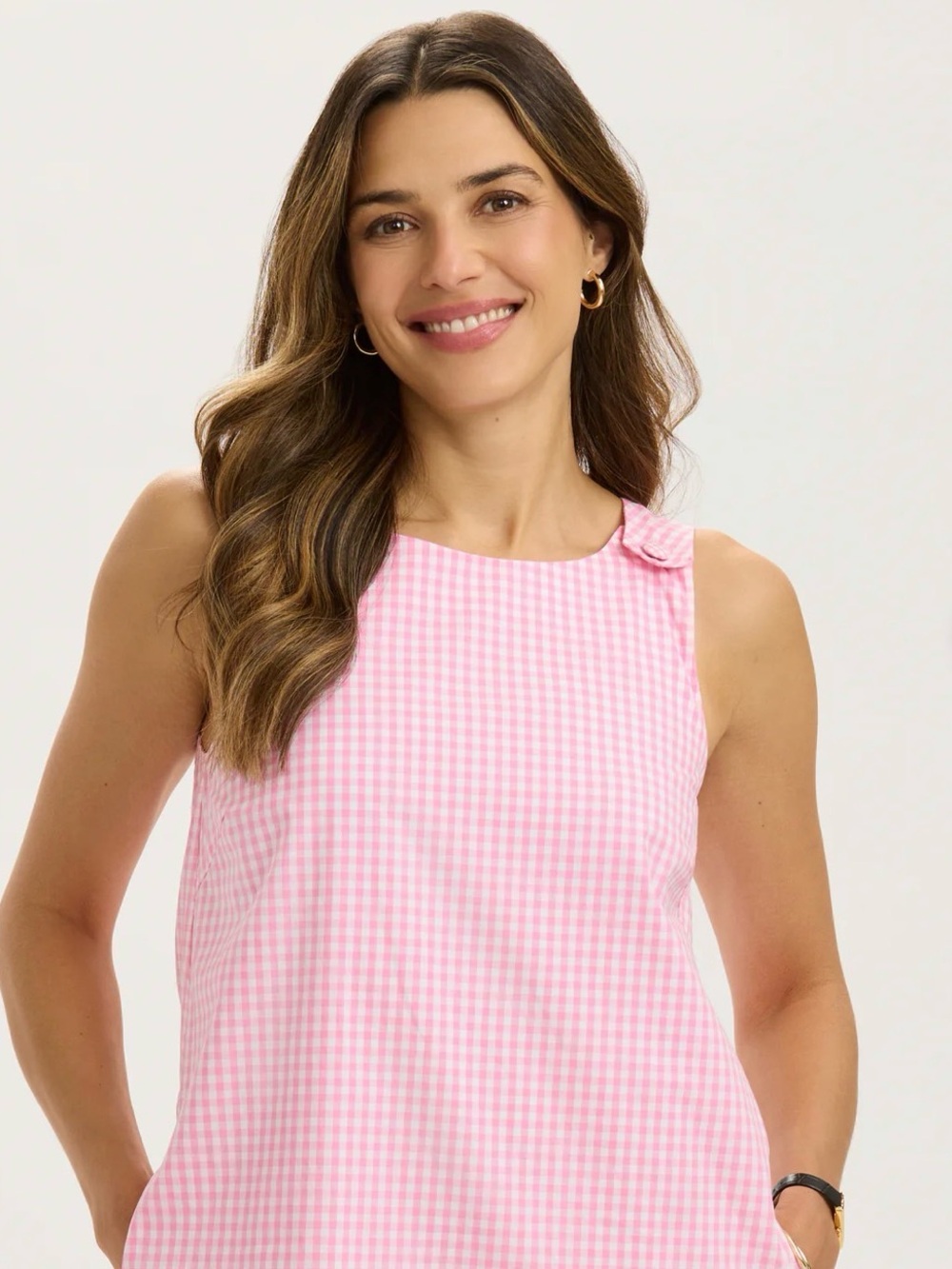 Renwick Sport, NWTs Pink Gingham Sleeveless Shift Dress size small - Picture 6 of 6